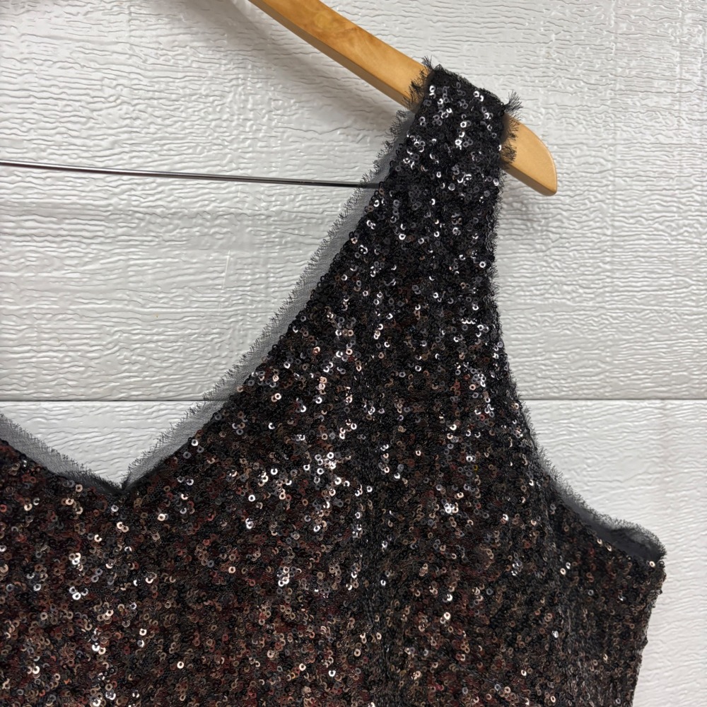 Rachel Rachel‎ Roy Ombre Sequin V-Neck Sheath Dress Black Gold Plus Size 22W - Picture 7 of 12